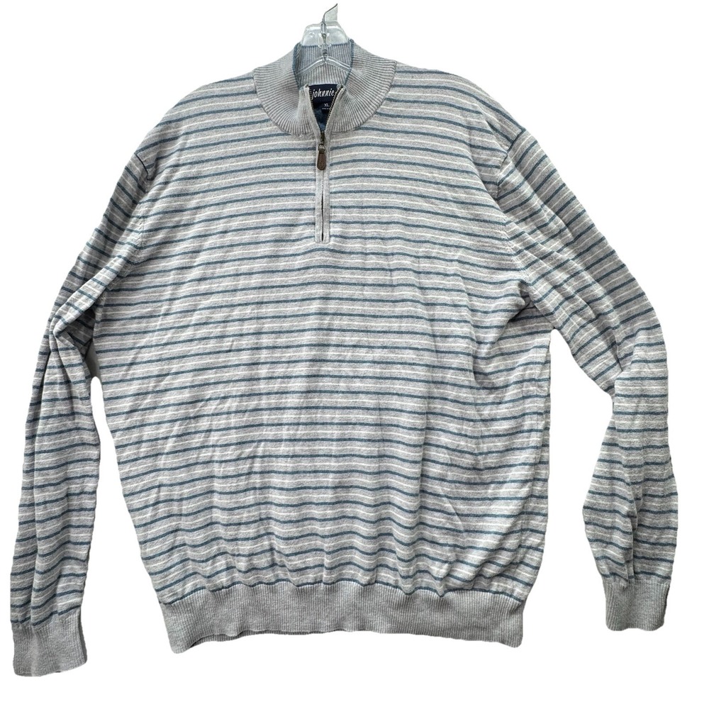 Johnnie-O 1/4 Zip Mens XL Grey Pullover Silk Blend Long Sleeve Sweater JMSW1290